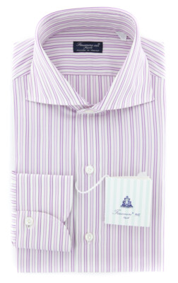 Finamore Napoli Lavender Striped Shirt - Slim - 15/38 - (FN824171
