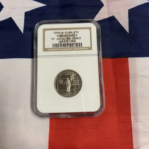 1999-S CLAD State Quarter Pennsylvania NGC PF69 Ultra Cameo. Stock Photo. -ST#04