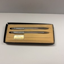 Vintage CROSS Pen  Pencil Set Silver and Black Color  Orig. Receipt in Box