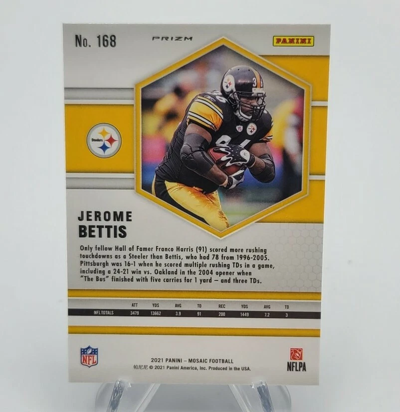 Jerome Bettis 2021 Panini Mosaic Silver Holo Prizm SP #168 Pittsburgh Steelers  - Image 2 of 2