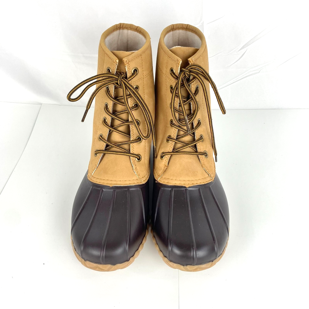 JBU Duck Boots Mens 10 M Maine Waterproof Tan Faux Fur Lined Lace Up Shoes NEW NEW JBU Maine Duck Boots Men main image 2