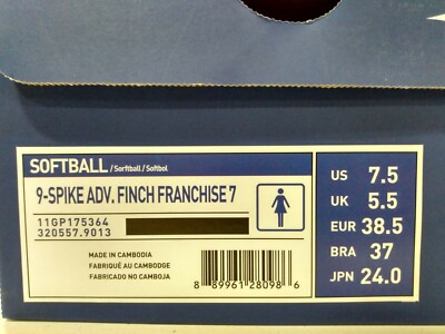 Mizuno Womens 9-spike ADV Finch Franchise 7 Softball Cleats Size