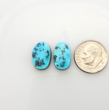 Natural Blue Kingman Turquoise Matched Pair Cabs Cabochons Gemstones k232