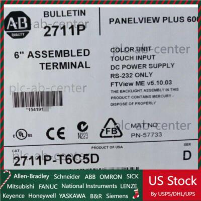 1PC New AB 2711P-T6C5D PanelView Plus 600 Factory Seal Fast Shipping US Free Tax