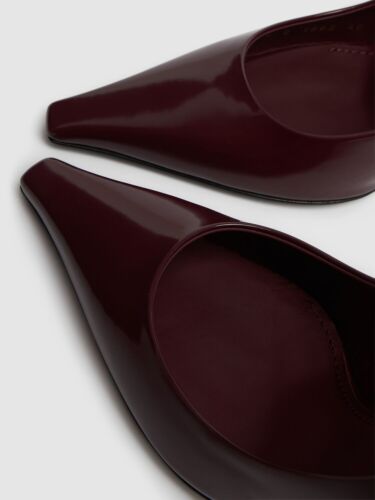 DOLCE&GABBANA Mun $895 Maroon Red Polished Calfskin 90mm Pumps New & Authentic - Picture 3 of 4