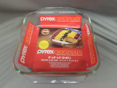NEW 1987 Pyrex 2 QRT 222-R Clear 8x8x2 Square Baking/Cake Dish Vintage Clear