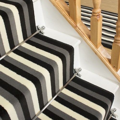 Alfombra de escalera larga a rayas lavable moderna ancha - Imagen 20 de 20