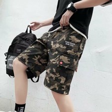 Men Casual Sport Camo Cargo Shorts Joggers Pants Summer Outdoor Multi Pockets