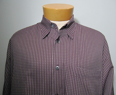 John W Nordstrom Men’s Designer Casual Shirt Woven in Italy Size L Eggplant 