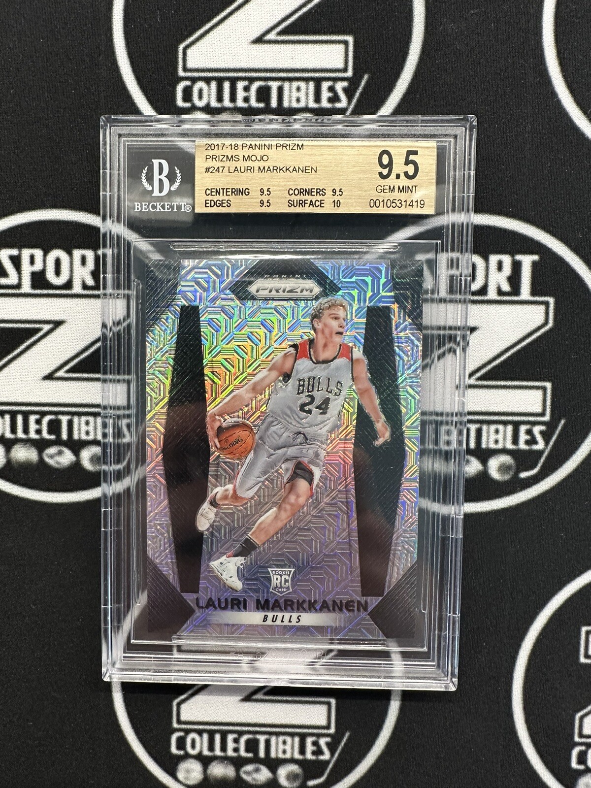 2017-18 Panini Prizm Mojo Prizm /25 Lauri Markkanen #247 BGS 9.5 GEM MINT RC