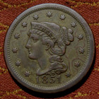 1851 Braided Hair Large Cent, Xf Details ~ Wonderful Coin But Lightly Stained