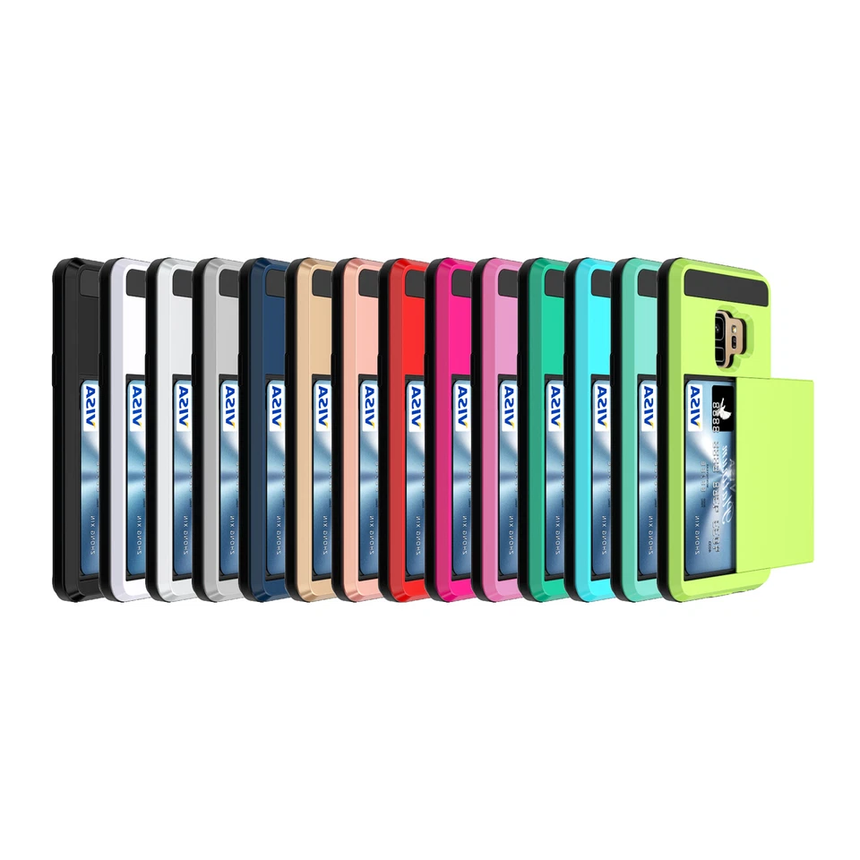 For Samsung S23 Ultra S22 S20 S10 S9  Hybrid Card Holder Shockproof Case Cover - Image 2 of 4