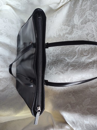 Ann Taylor LOFT Black Leather Roomy Tote Bag Double Handle Purse Bag - Picture 9 of 16