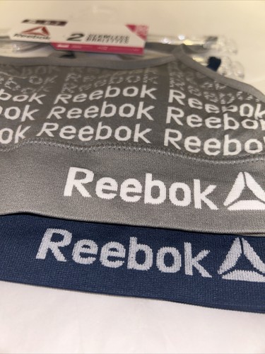 Reebok Girl's Seamless Bralettes Gray & Blue Small 6-7 Pack of 2 Lightly Padded - Picture 2 of 6