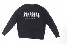Trapstar Felpa Pullover Uomo Cotone Nero Taglia M - Logo