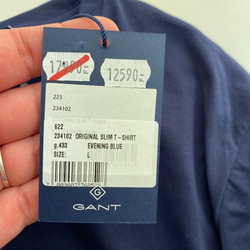 GANT Hombre Azul Marino Original Ajustado Cuello Redondo Manga Corta Camiseta - Imagen 5 de 12