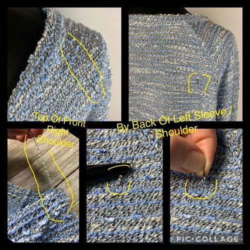 By Design Damen 2X Übergröße blau weiß schwarz strukturierter genoppter Tweed Pullover DB - Bild 11 von 12