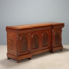 Credenza Vittoriana Antica Mogano 3 Cassetti Italia Fine XIX Secolo Originale
