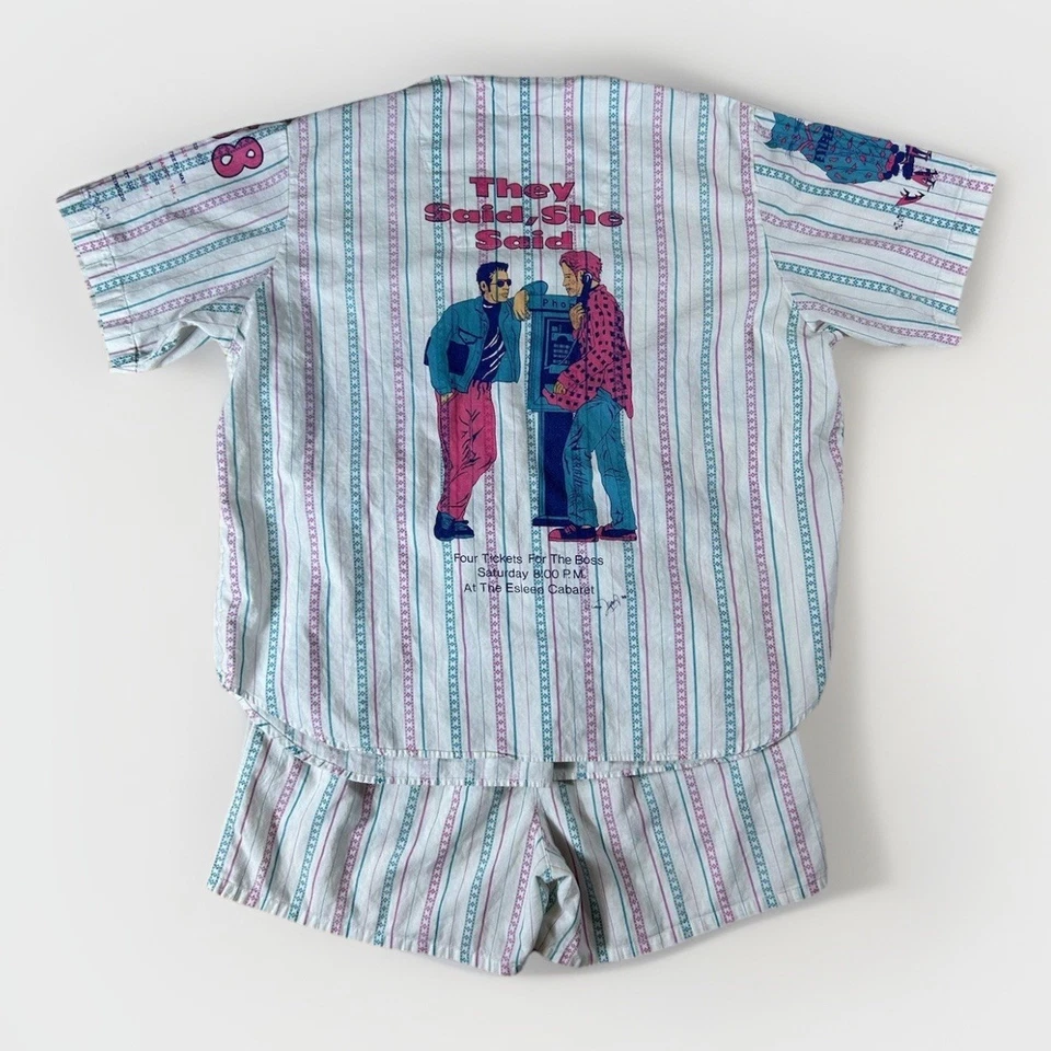 Conjunto de pijama vintage años 80 para mujer ropa de calle a rayas pequeñas pijamas The Boss Bruce Foto 2 de 4