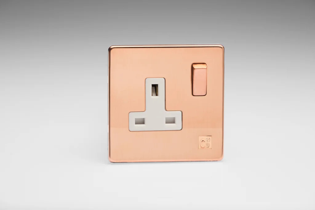13A Socket Copper 2 Pole Screwless Cu29 Raw + Copper/White Insert Varilight