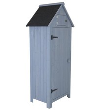 Charles Bentley FSC® 100% Tall Garden Storage Shed Grey H179 x L77 x W54cm Grey