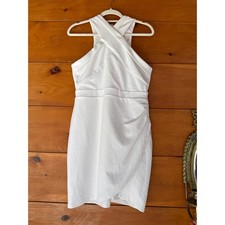 Lulus Headed to Cocktail Hour White Halter Tulip Mini Dress Engagement Bride M