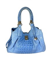 Brahmin Elisa Cerulean Blue Croc Embossed Lea...