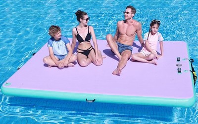 FBSPORT Inflatable Floating Dock Lake Floats for 6 x 5 ft, Green/Purple