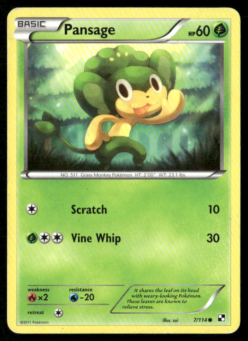 Pansage Black & White 7/114 Common Pokemon Heavily Played