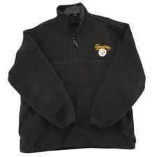 Vintage Pro Player Pittsburgh Steelers Fleece Pullover Black  Zip Embroidered