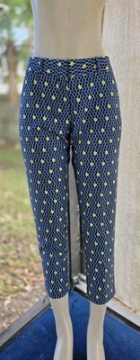 Peter Millar Surge Blue Yellow Scale Print Performance Ankle Golf Pants Womens 6