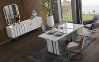 Luxus Esszimmer Set Esstisch + 6X StüHle + Sideboard Mit Spiegel Modern Komplett