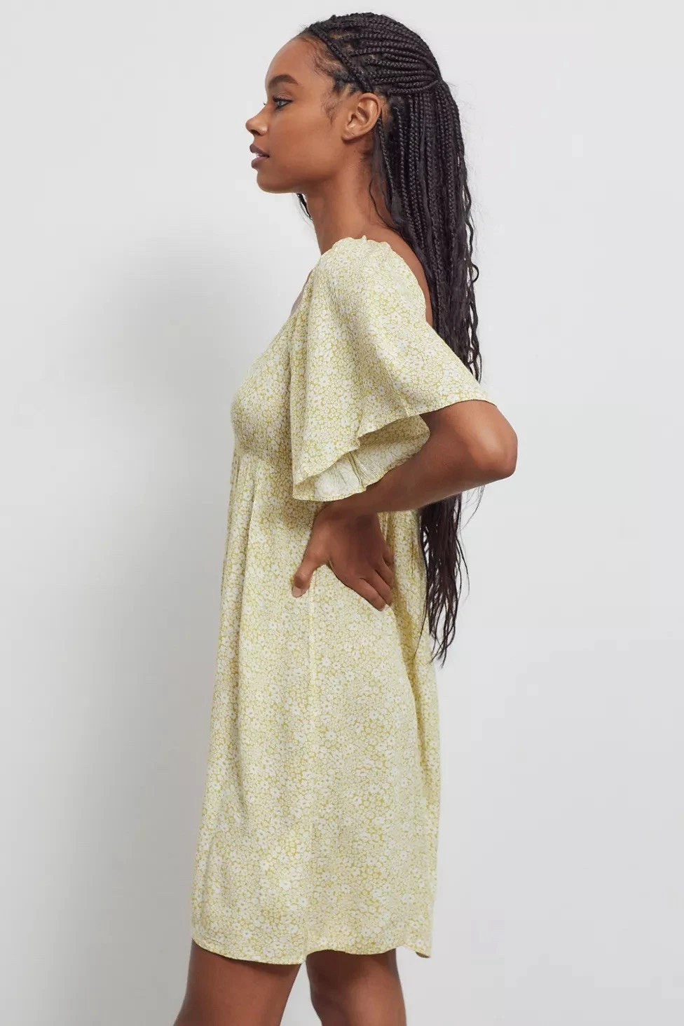 UNDERCOVER Billabong Secret Garden Mini Abito Donna Verde Medio Floreale Vestibilità Svasata Svolazzante