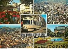Postkarte - Züge - Straßenbahnen - Saint Etienne und seine rechte Straße - Multivues -