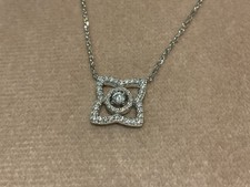 0.52 Carat Lab Round Diamond Necklace 18 inch Platinum Plated 925 Lotus Flower