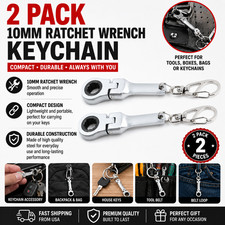 2 PACK 10mm Ratchet Wrench Keychain Flex Head...
