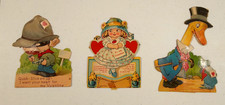 Lot of 3 1920s Kitsch Mechanical Valentine Cards Germany Die Cut Moveable Featur
