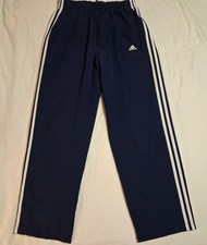 Vintage Adidas Windbreaker Pants YXL W32 Navy Track Mesh Lined Drawstring Stripe