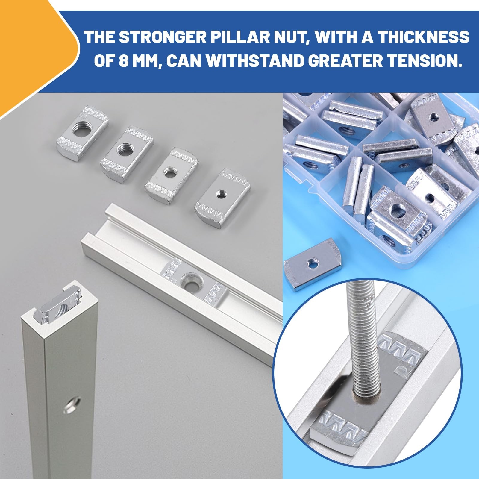 40Pcs Strut Channel Nuts Set, M6 M8 M10 M12 No Spring Thickened Nuts with Zin...