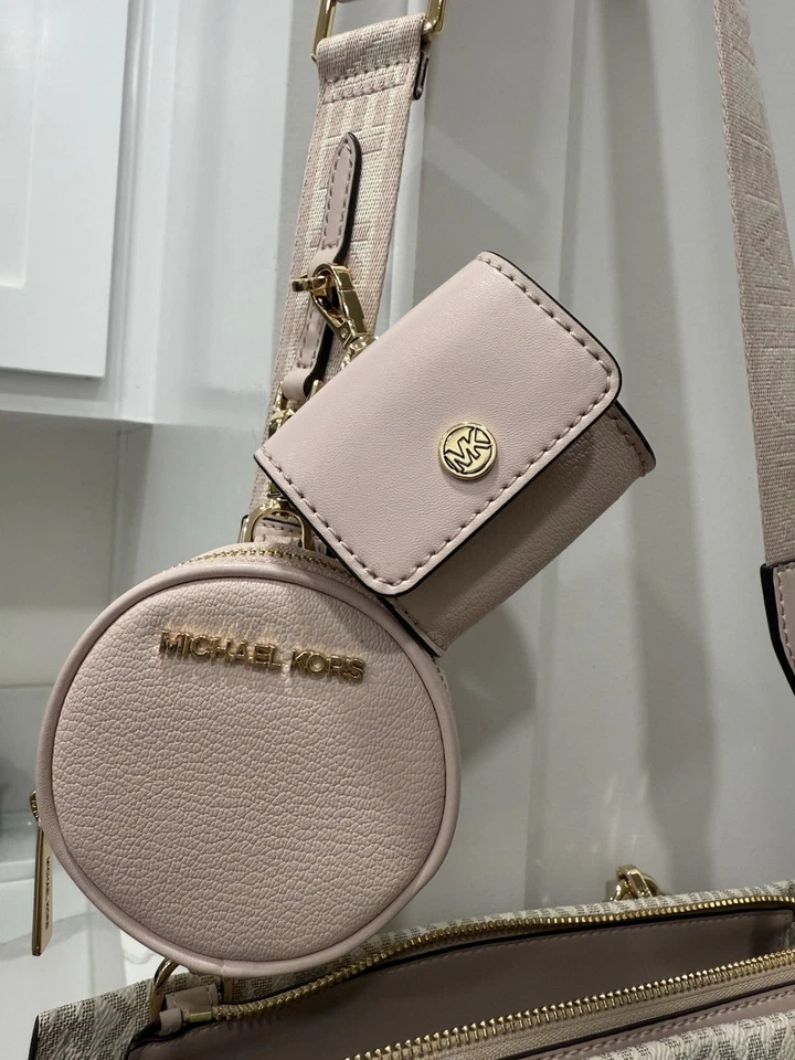 Bolsa feminina Michael Kors monograma bege rosa - Imagem 2 de 4