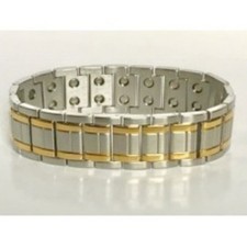 Double magnetic gold tone line bracelet 8.5 inches
