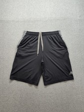 Adidas Men Athletic Short M Dark Gray Pockets Drawstring Waist Mid Rise Logo