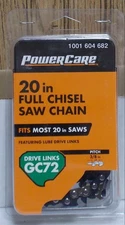Power Care 20 Inch GC72  Features Lube Drive Links Chain Fits Most 20 Inch Bars