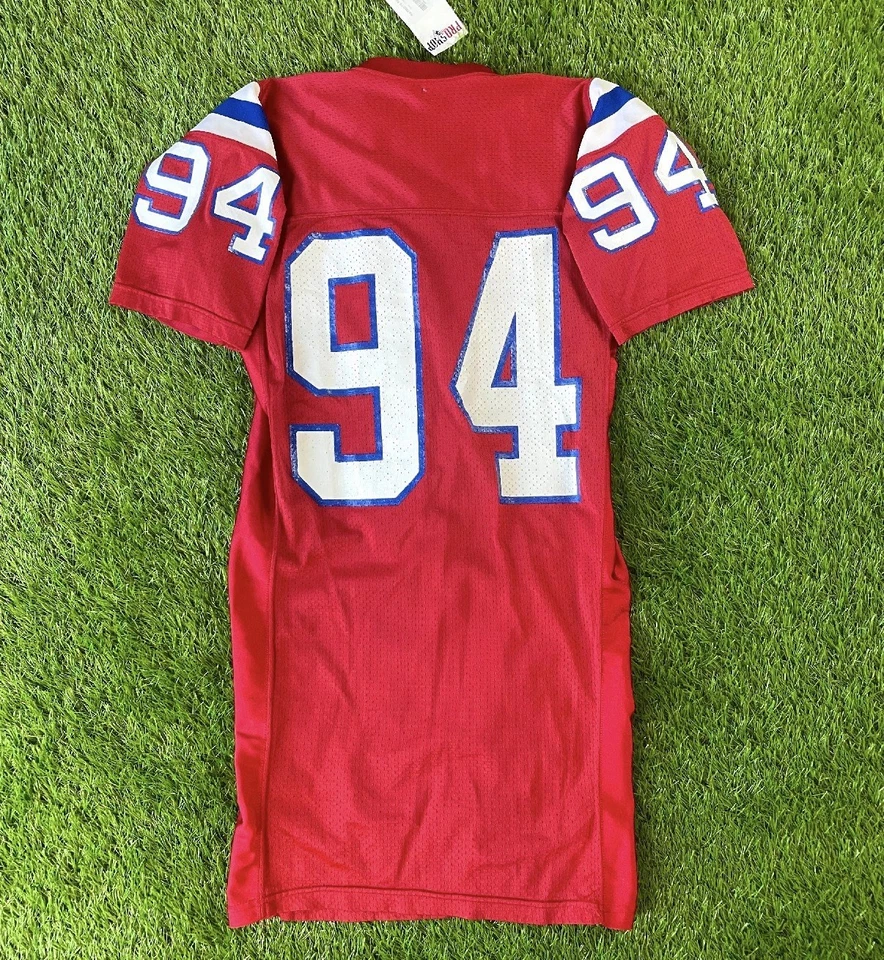 Camiseta deportiva de fútbol americano de la NFL de los New England Patriots 1990 emitida auténtica vintage Foto 2 de 4