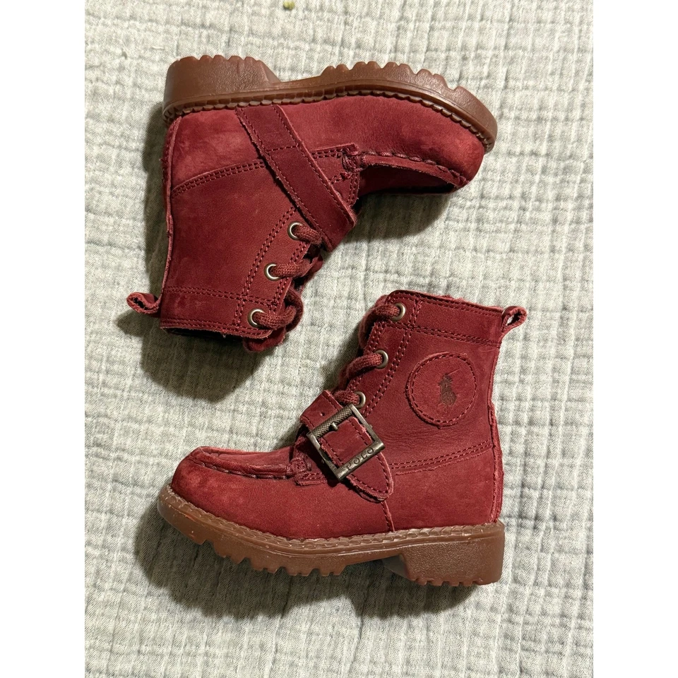Ralph Lauren Polo новый без ЯРЛЫКОВ Ranger HI II ребенка ясельного возраста мальчика ботинки бордовая замша размер 4,5 - Изображение 3 из 4