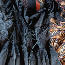 Damen Gothic Kleid schwarz Midi ärmellos Spi...