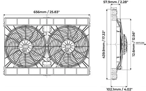 SPAL-EF3566 SPAL Electric, SPAL Thermo Puller Fan - Twin 12" - 12V - 3168 CFM - - Picture 2 of 2