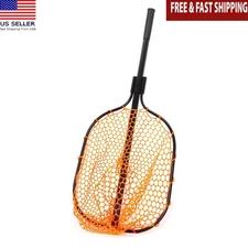 High Visibility Rubber Mesh Fish Landing Net Collapsible Handle Tangle Resistant