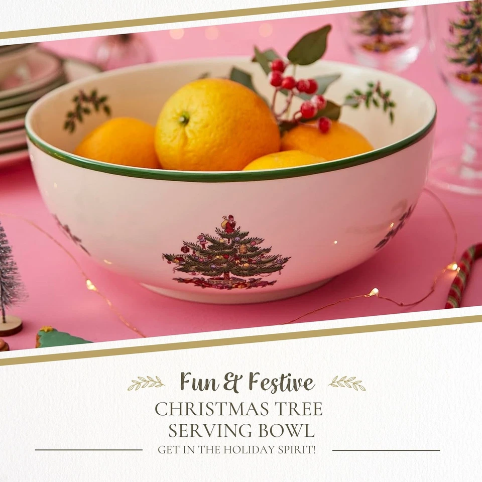 9-дюймовая сервировочная чаша для рождественской елки Spode — праздничное праздничное блюдо декор посуды - Изображение 2 из 4