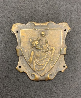 Antike Bronze Henri J D Bouet Französisch St. Christophorus Plakette Schild 6,5 cm 